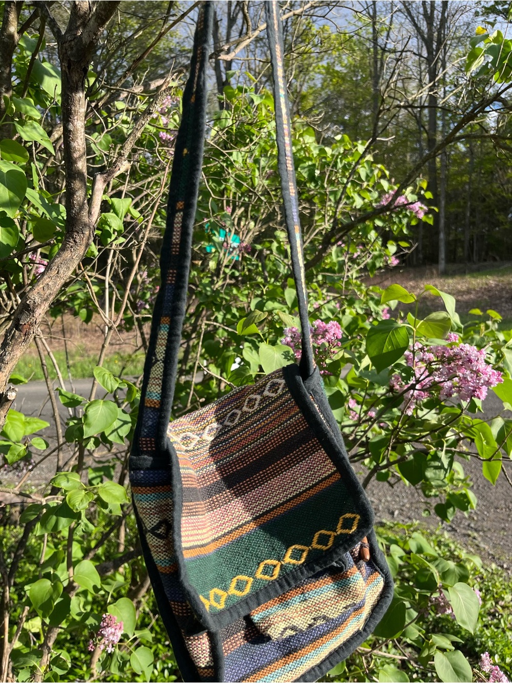 Aztec striped crossbody bag